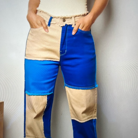 Hot and Delicious colorblock denim pants - Picture 2 of 3